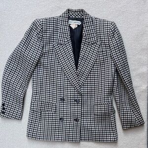 Vintage Guy Laroche Blazer Monochrome Houndstooth Lurex Silver Wool Jacket S